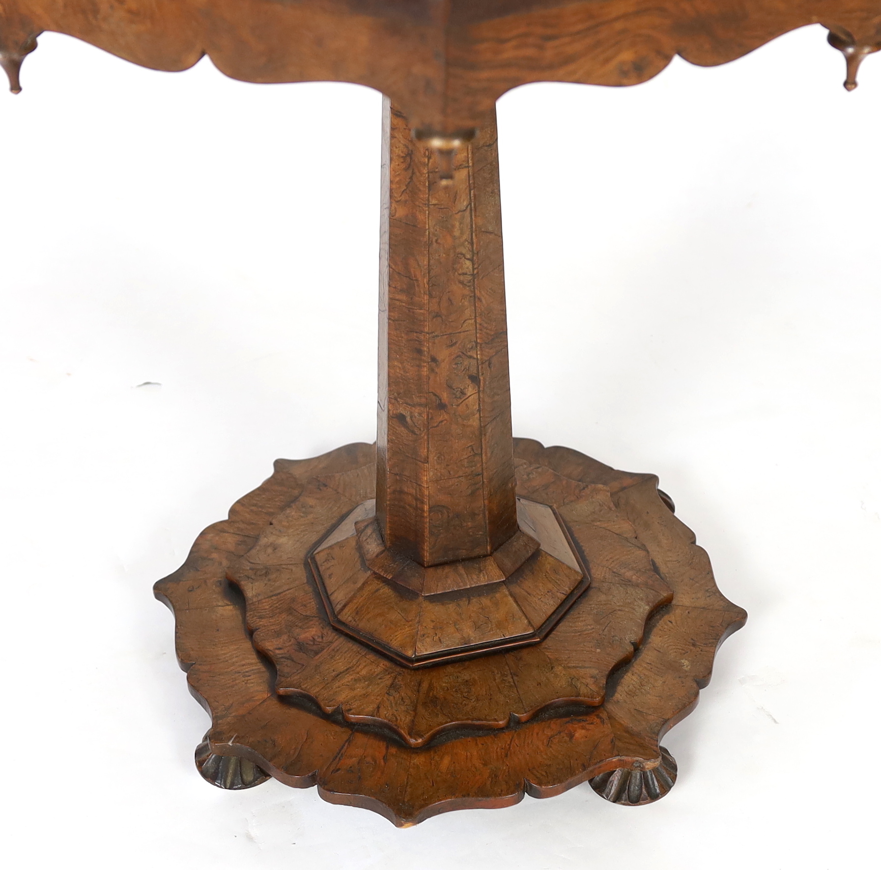 An early Victorian pollard oak occasional table 60.5cm wide, 61cm deep, 72cm high